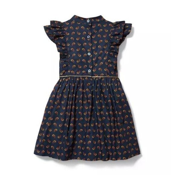 Janie & Jack Toddler Girl Navy Blue Ruffled Paisley Dress - Picture 2 of 11